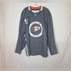 Adidas MiC Anaheim Ducks Made in Canada Grey Practice Hockey Jersey 58